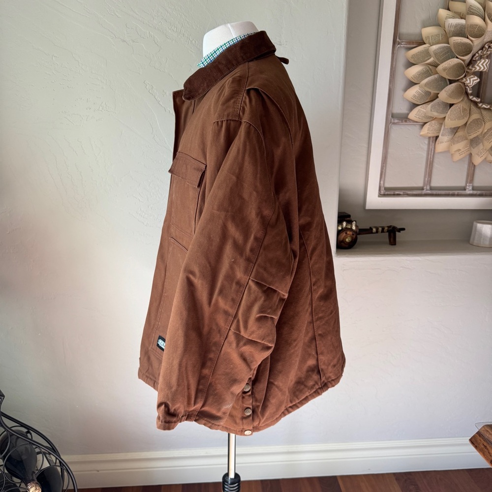 GUC Key Jackets Men's Brown Work Jacket Pockets Quilted Lining Cuffs Size 2XL - Picture 3 of 10